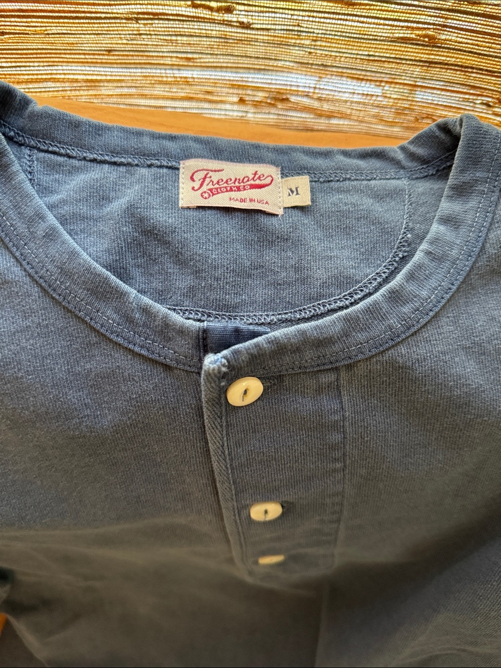 Men's Long-Sleeve Navy Henley Shirt with Button Placket - Picture 2 of 2